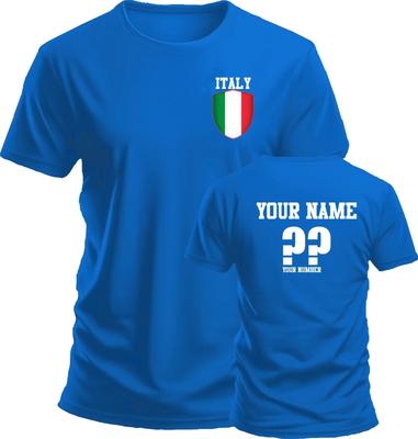 Personalise Italy Football T-Shirt Soccer Fans Sports Costume Flag Bad Gift Top