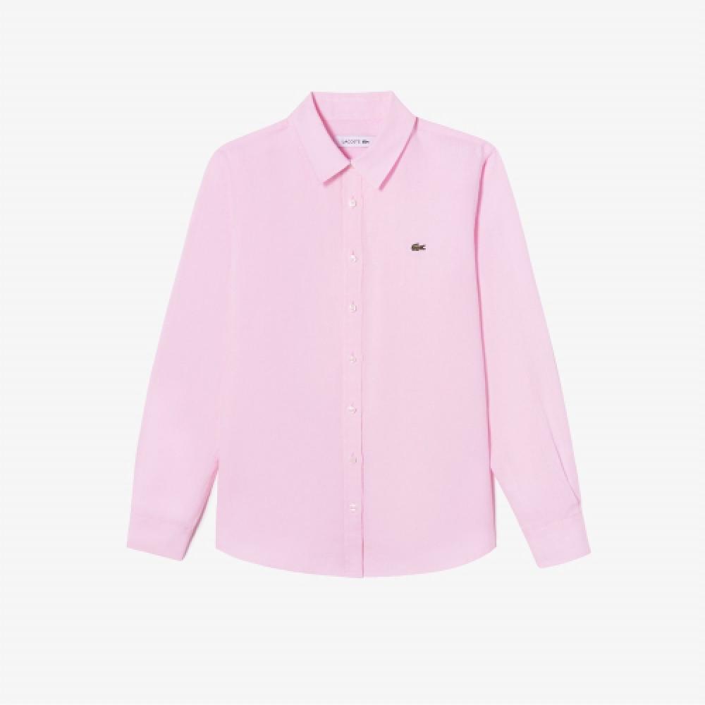 

LACOSTE Женская базовая льняная рубашка [Светло-розовый]
