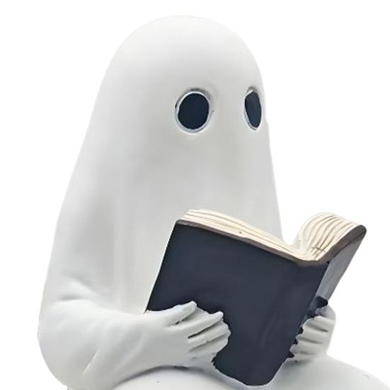 Ghost Reading Statue Resin Sitting Ghost Figurine Reading A Book