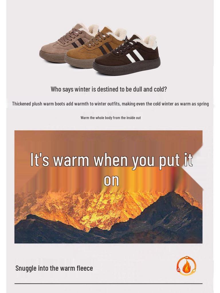 Women's 2025 Winter Retro Fleece-Lined Thick-Soled Ankle Skate Trainer Boots