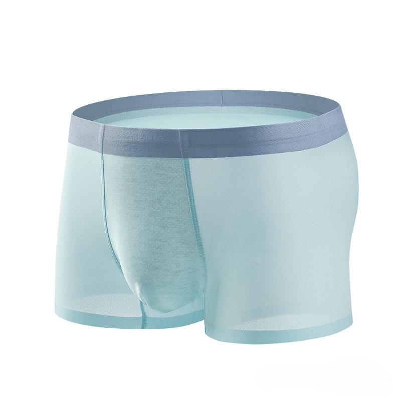 Pantalones de Cuatro Esquinas de Seda de Hielo con Malla Ultrafina y Esquina Plana Sin Costuras de Secado Rápido y Transpirable Ropa Interior Corta para Hombre