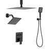 Shower Faucet Set, 305 mm Ceiling Mount Rainfall Shower System with 152 mm Wall Mount Head and 4 in 1 Handheld Spray, Rotatable 3-Function Dual Rain