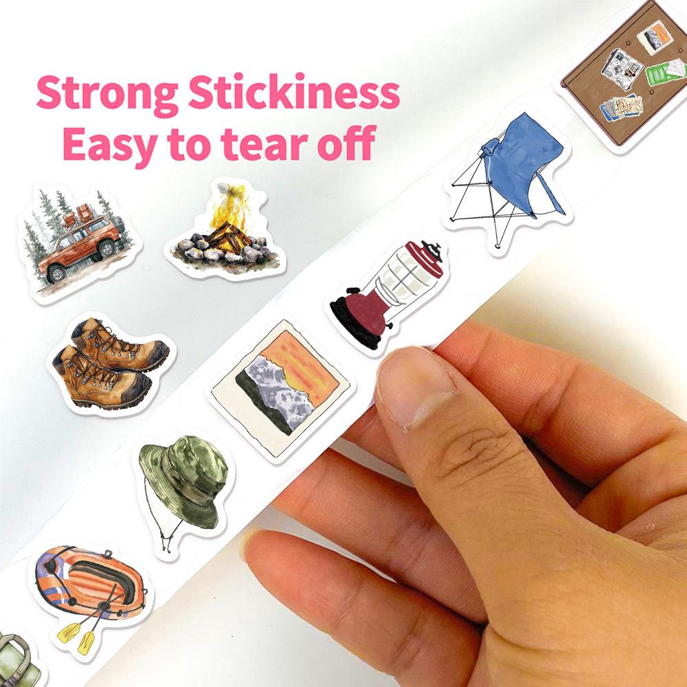 500pcs/Roll Outdoor Happer Camper Stickers Hiking Adventure Decals DIY Laptop Journal Guitar Cartoon Graffiti Seal Label Sticker
