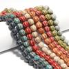 Apx 28pcs Colorful Round Spacer Beads Pumpkin Striped Ceramic Beads For DIY Bracelet Neckalce Jewelry Making Loose Bead Supplies