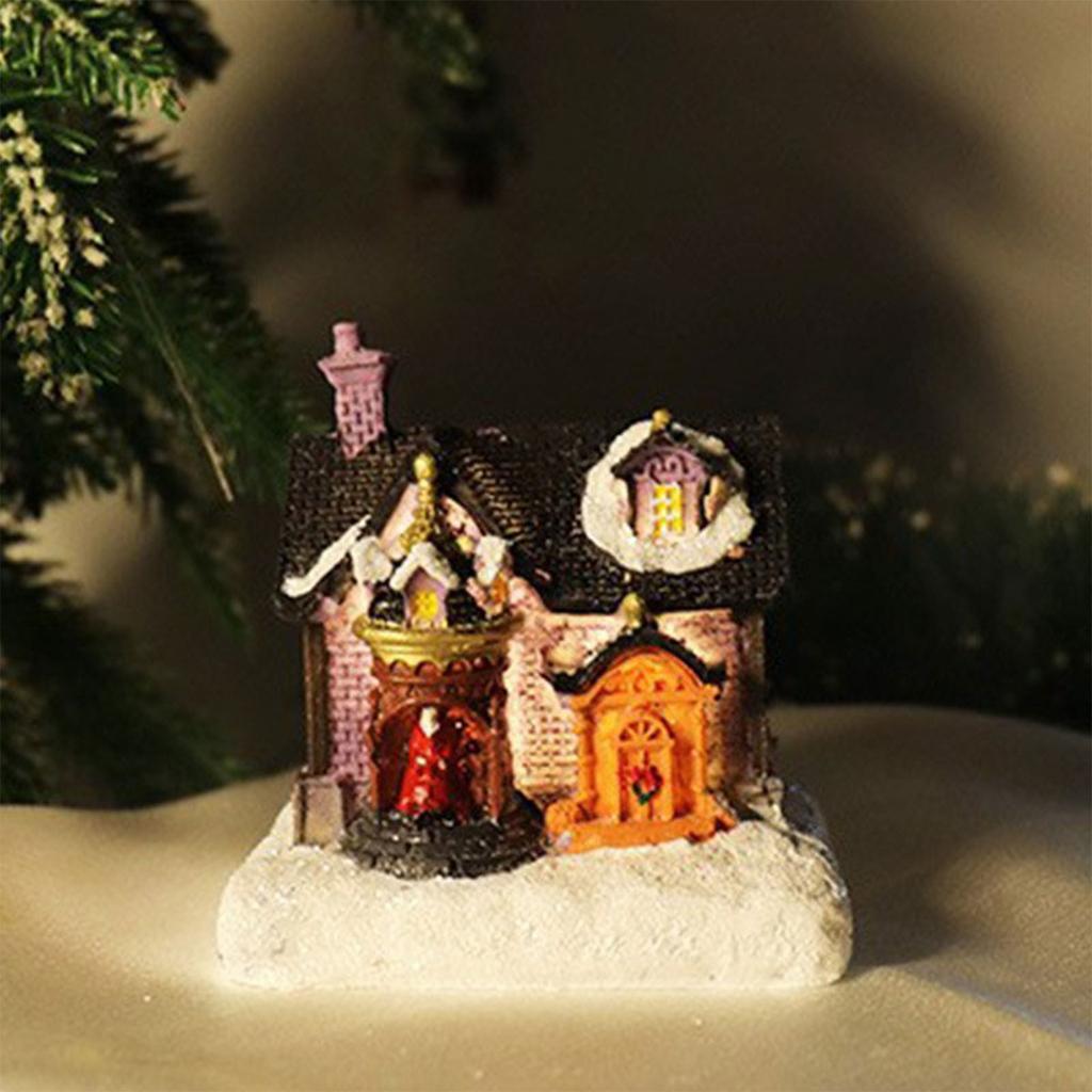 Christmas Village Houses Christmas Collectible Buildings with LED Light Christmas Decors Gingerbreads House Figurine