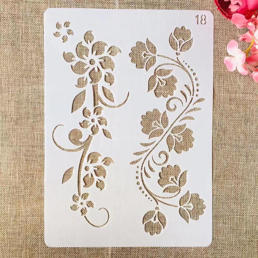 9Pcs/Set A4 29*21cm Flowers Leaves Symbol DIY Layering Stencils Painting Scrapbook Coloring Embossing Album Decorative Template