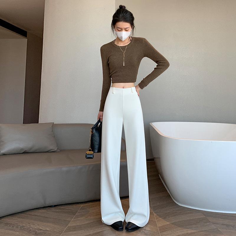 2026 Spring High Waist Slimming Modal Pants - Versatile Casual Black for Women