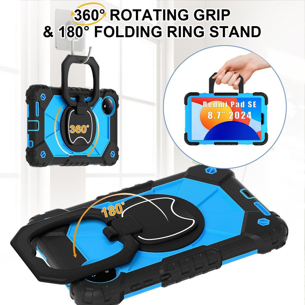 2024 Redmi Pad SE 8.7'' Case: 360° Rotating Stand, Silicone Anti-fall Shell