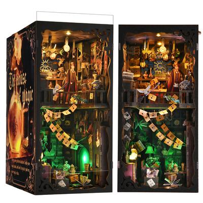 Buchstützen-Set Magisches Haus DIY Holzpuzzle Regaleinsatz Deko Puppenhausmodell Buchstütze Gebäude Heimdekoration Geschenke