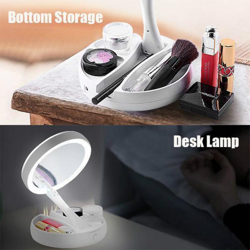 Faltbarer LED-Vergrößerungsspiegel, Make-up, Costway, weißer Kosmetikspiegel, USB-Aufladung mit Licht, 10 x Tischspiegel