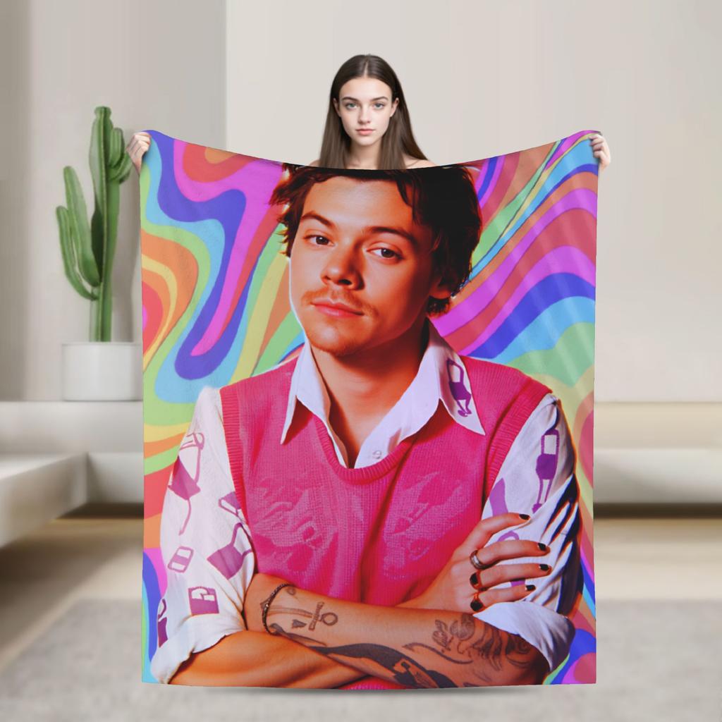 Singer H-Harrys S-Styles  Blanket  Picnic Flannel Throw Blanket For Bedroom Soft Warm Custom Quality Bedspread Gift