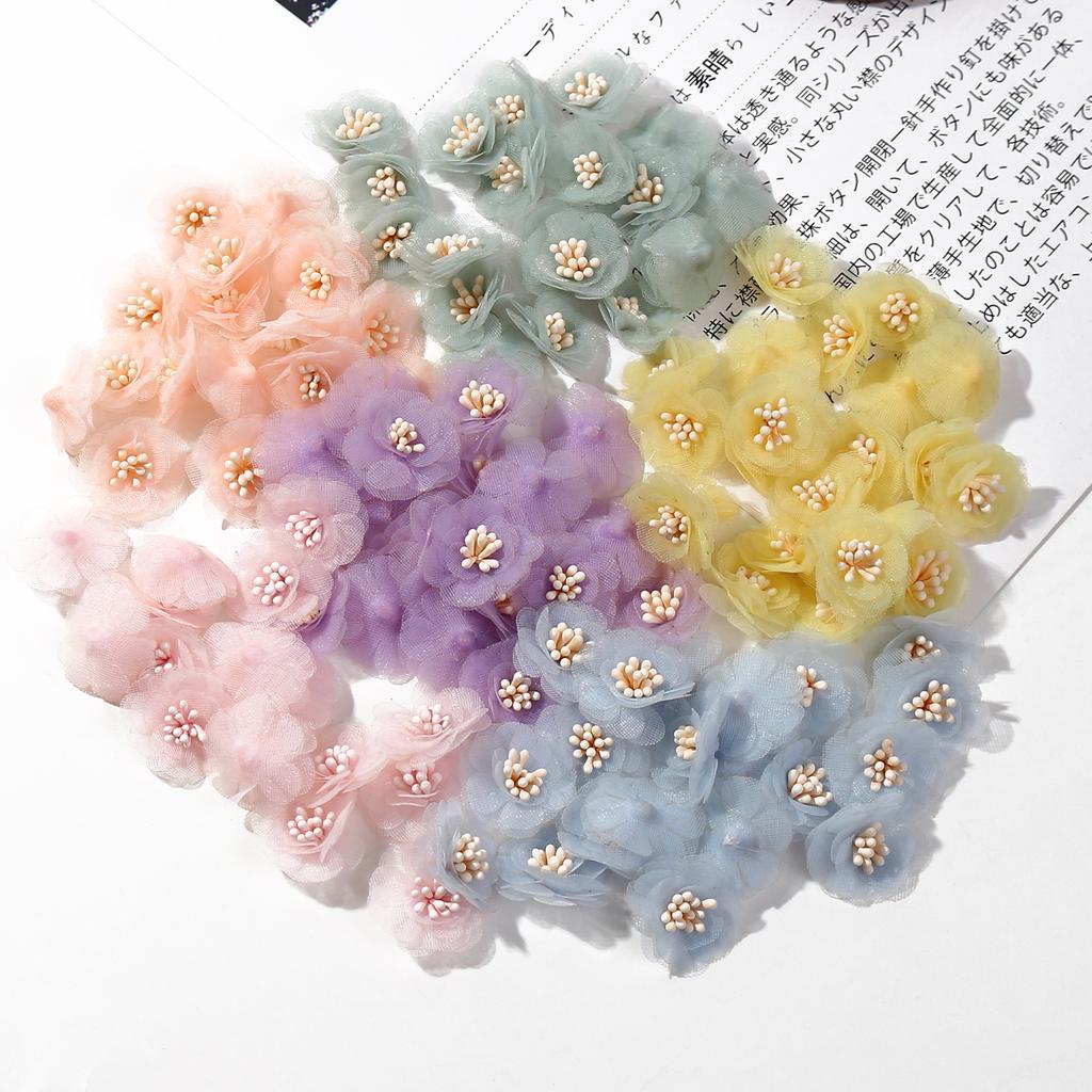 10/20Pcs Chiffon Gauze Artificial Flowers DIY Headwear Wedding Decorations Fake Flowers Clothes Crafts Hairpin Corsage Accessory
