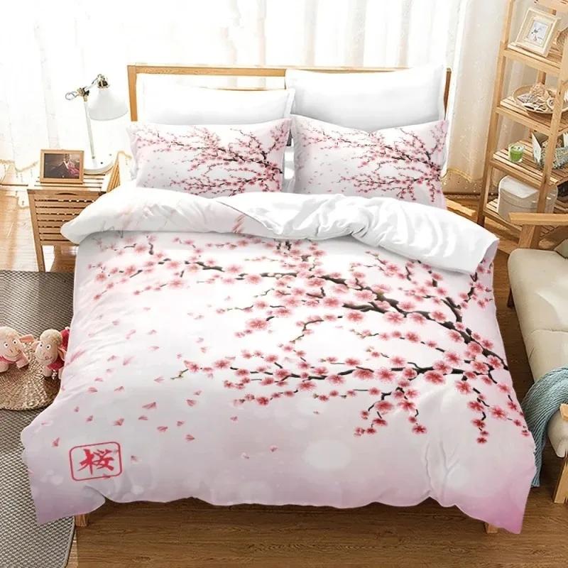 Wash Painting Bedding Set Chinese Style 3D Printed Duvet Cover With Pillowcase Ink And Wash Flower Bamboo Design Comforter Cover