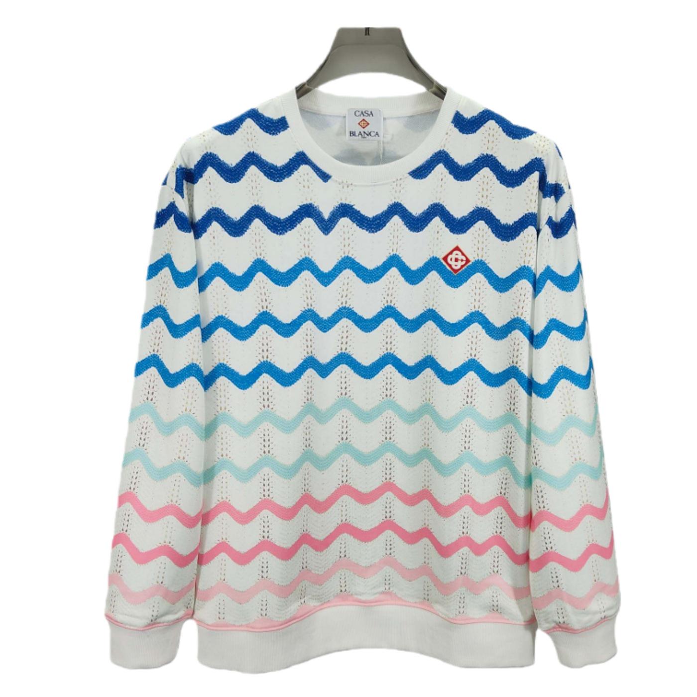 

Women s Color Block Wave Stripe Wide Round Neck Sweatshirt - Spring Long Sleeve European American Style XL (120-140 kg)