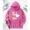 Eat Sleep Honk Repeat Duck Cartoon Print Women Washed Hoodie All-Match Cotton Clothes Trendy Autumn Hoody