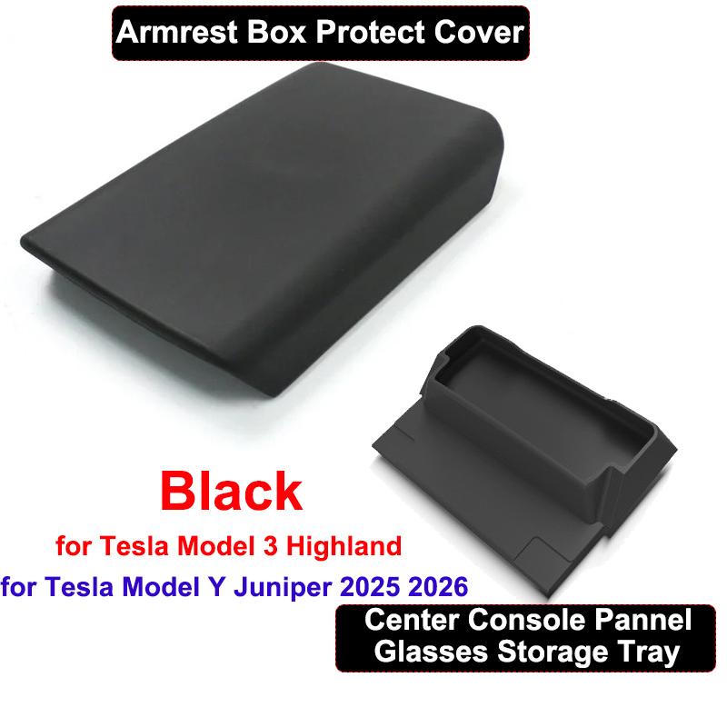 For New Tesla Model Y Juniper 2026 Armrest Box Cover Anti-Scratch Protector Model 3 Highland Center Console Glasses Storage Tray