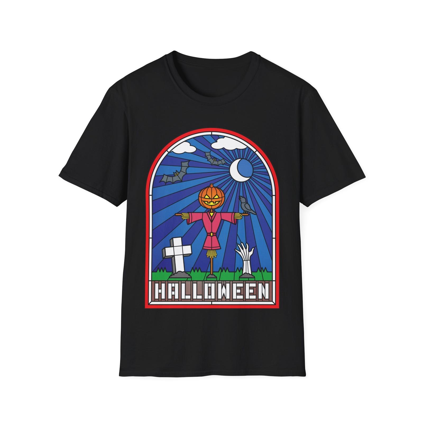 Stained Glass Halloween T-Shirt, Funny Spooky Tee - Unisex Softstyle Shirt XL
