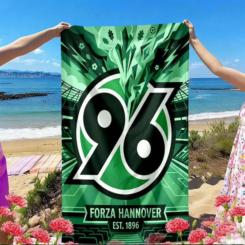 Hannover 96 Football Print Beach Towel, Versatile Lightweight Absorbent Beach Towel for Pool Surf Yoga Bathroom, Perfect Birthday Holiday Gift