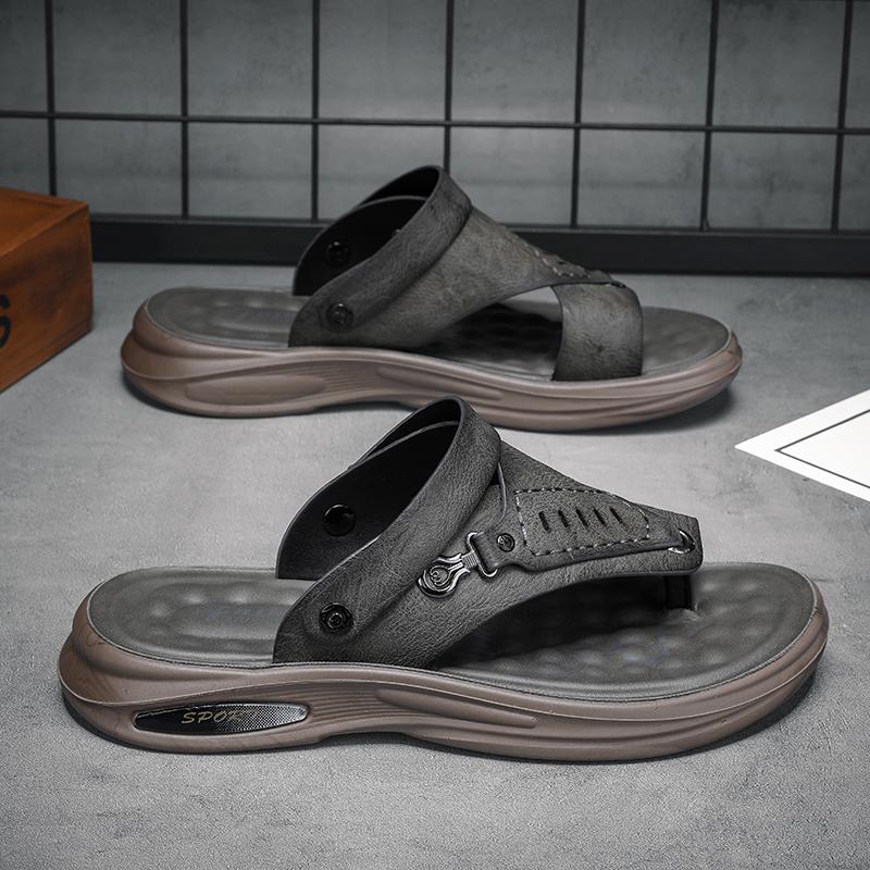 Summer Men's Sandals Anti Slip Flip Flops For Men Beach Sandals Leather Soft Soled Slippers Men Casual Outdoor Sandals Large Siz