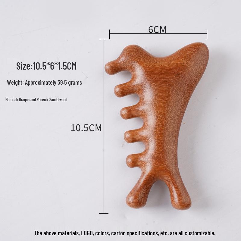 Golden Sandalwood Dragon Phoenix Multifunctional Nasal Scraper & Meridian Massager with Engraved Logo