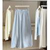 Small Fungus Edge Hem Bud Wide Leg Pants Women's Spring and Summer New Elastic Waist Washing Water Cotton Loose Nine-point Pants