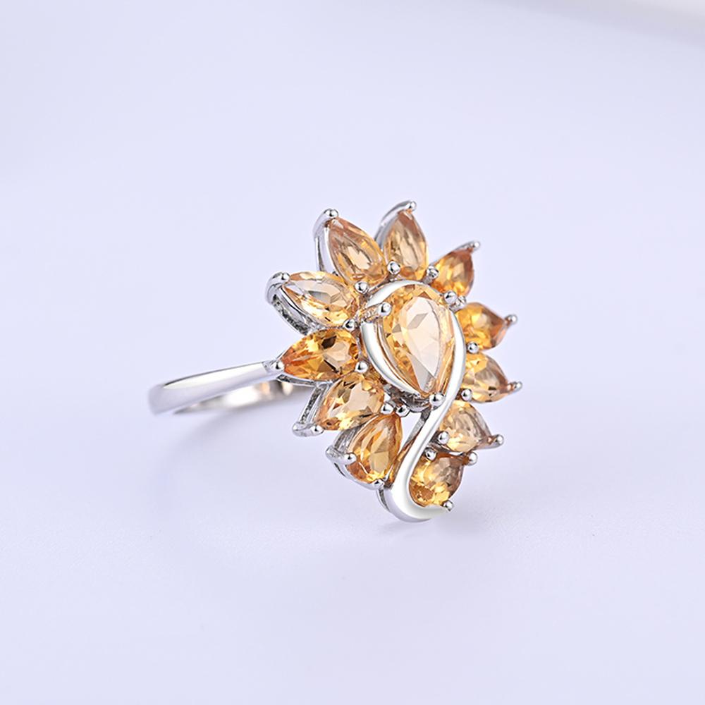 Argint sterling 925 Design superb Citrin natural Piatră prețioasă Inel Bijuterii fine Aniversare & Banchet Cadou pentru femei