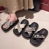 Thick-soled cool slippers women's new summer outer wear fashion high-end sense beautiful temperament going out beach shoes
