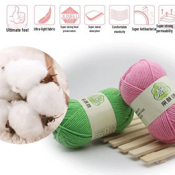 Combed Milk Cotton 5-Strand Yarn Pack for Hand-Knitted Scarves, Medium Thick, DIY Blanket Knitting, Crochet Material.