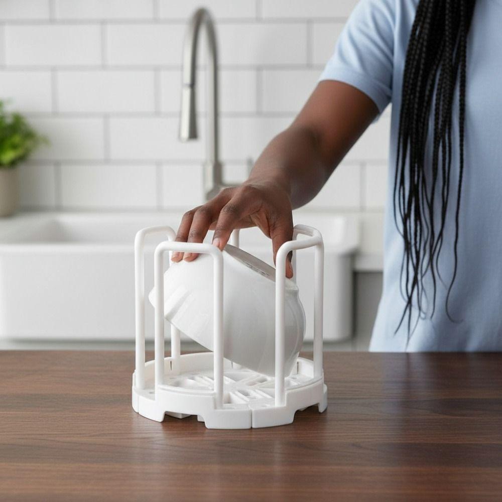 ABS, PP Retractable Bowl Rack White Multifunctional Draining Bowl Rack Space Saving Reusable Adjustable Plate Holders
