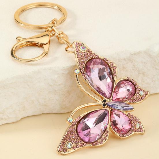 Light Luxury Butterfly Keychain Crystal Pendant Rhinestone Butterfly Keychain Colorful Diamond Butterfly Pendant Sparkling Bag Charm Gift for Women