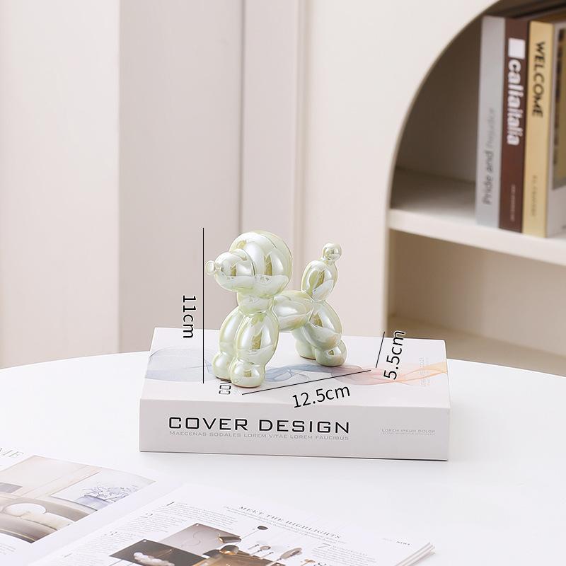 12.5cm Mini Ceramic Poodle Abstract Ornament Creative Sculpture Study Room Statue Home Office Accessories Festival Decoration