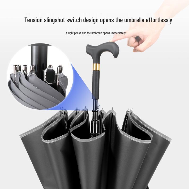 Elderly Dual-Use Walking Stick Umbrella: Lightweight, Anti-Slip, Reflective, with Sun and Rain Protection