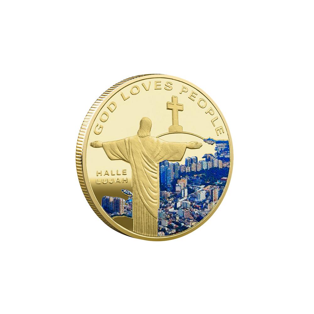 Commemorative Coin Metal Jesus Christ Coin Christmas Blessing Jesus Colour Printed Metal Commemorative Coin Coin Coin Collection
