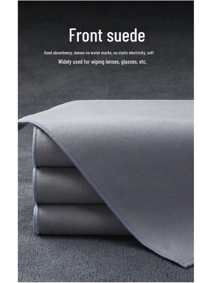 

Двухслойное замшевое коралловое флисовое автомобильное полотенце - Толстое, впитывающее, двухстороннее чистящее полотно 30x30 серый