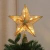 Hollow Snowflakes Xmas Tree Ornament Iron Glowing Tree Topper New Christmas Trees Topper