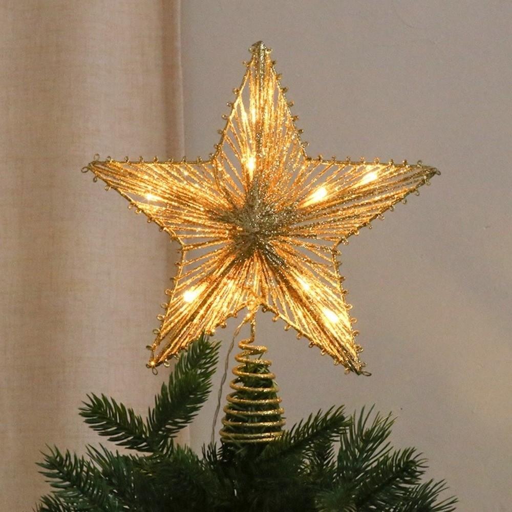 Hollow Snowflakes Xmas Tree Ornament Iron Glowing Tree Topper New Christmas Trees Topper