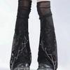 Skeleton Thigh-High Fishnet Leg Warmers: Dark Subculture Flared Scrunch Socks