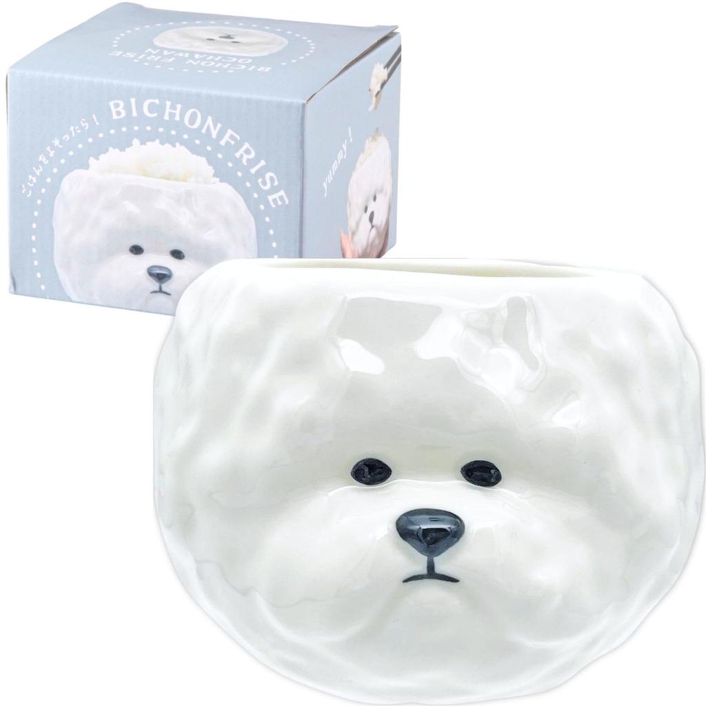 sun art Cute Rice Bowl with Bichon Frise Birthday Dog Party 11 X 9 SAN4908 Die-Cut Design, Animal-themed Tableware, Gift, Merchandise, Year-End