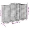 VidaXL Paniers à gabions arqués 3 pcs 300x50x180/200 cm fer galvanisé, gabion, cage de gabion, panier de mur de gabion, mur 3146774