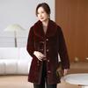 Dicker Baumwollmantel mit integriertem Nerz-Samtpelz für Damen - Elegante Herbst-/Winter-Langjacke für Damen mittleren Alters
