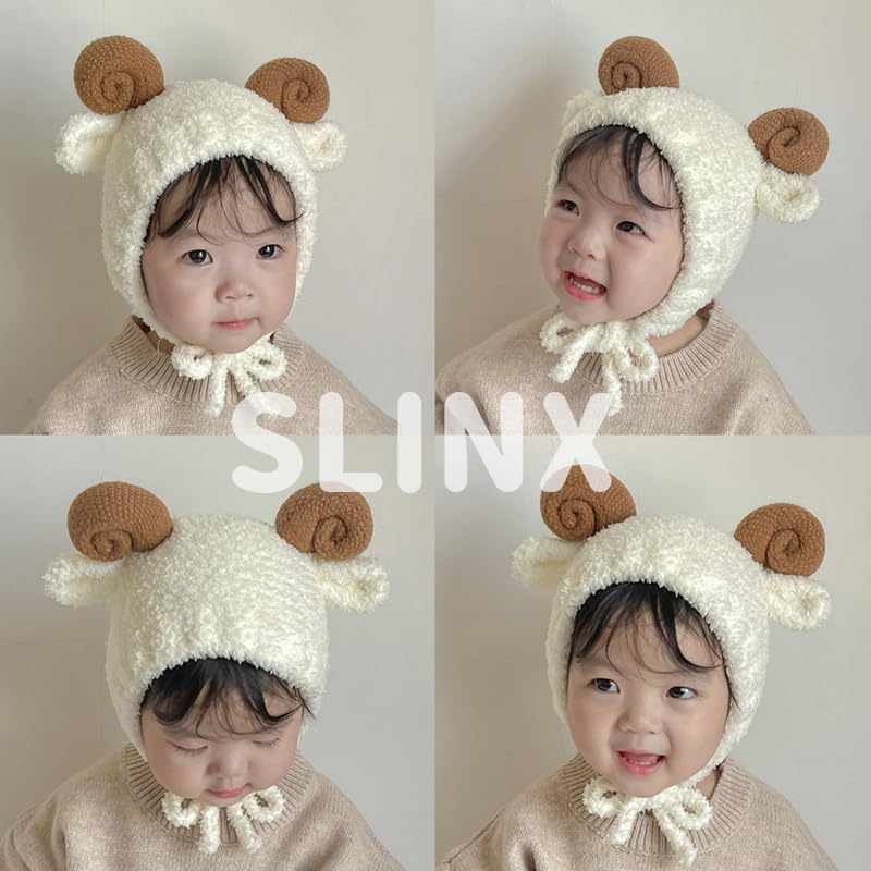 SLINX Baby Newborn Knitted Animal Ear Hat with Sheep Cute and Warm for Suitable for Boys and Ages One Size Fits DM02 Ears, Winter, Girls, 0-2, All,