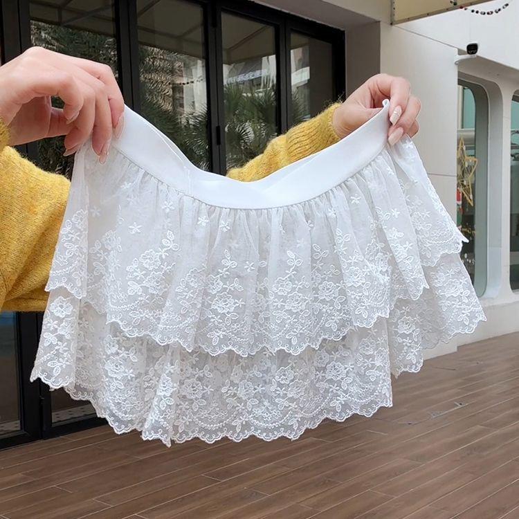 

2025 Женская Высокая Мода Многослойная Юбка до Бедра для Сочетания с Джинсами One Size белый