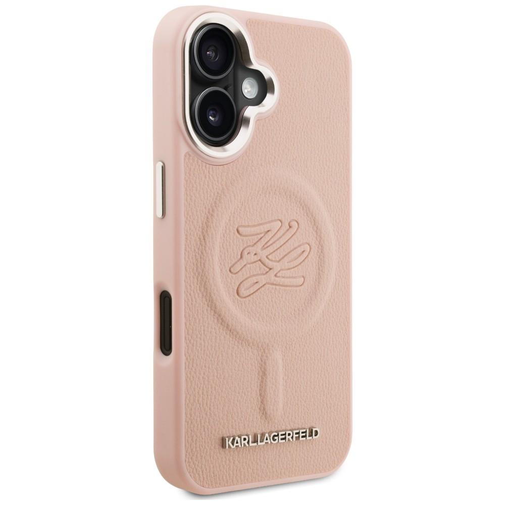 Karl Lagerfeld Initial & Metal Logo MagSafe Case for iPhone 16 Pink