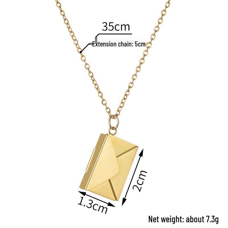 Minimalist Openable Envelope Necklace for Women - Creative Love Letter Design, Stainless Steel Jewelry Inspired by Japan & Korea