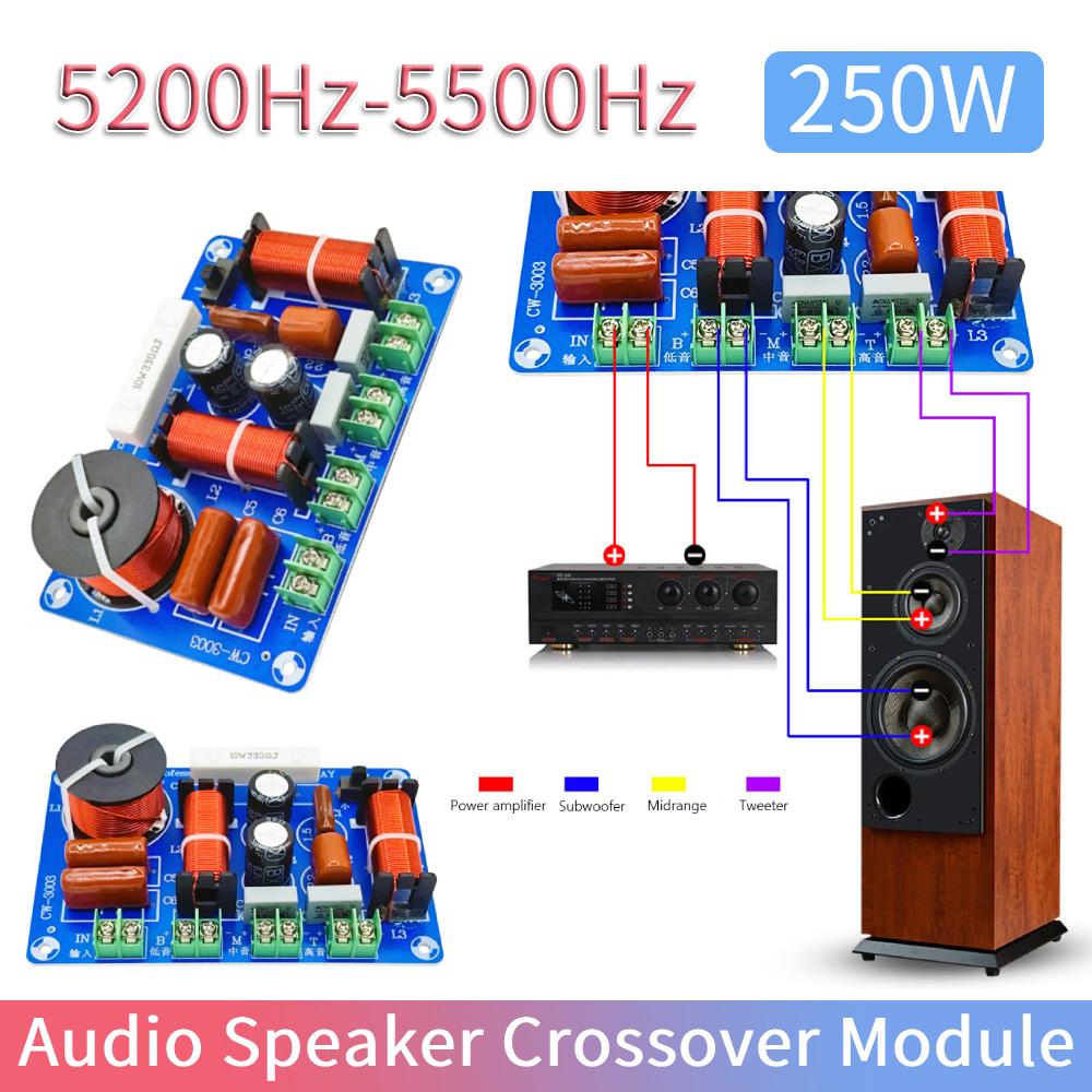 3 Ways 250W Speakers Filter Frequency Divider 5200Hz-5500Hz Speaker Filter Crossover Adjustable for Home Theater Speaker Upgrade