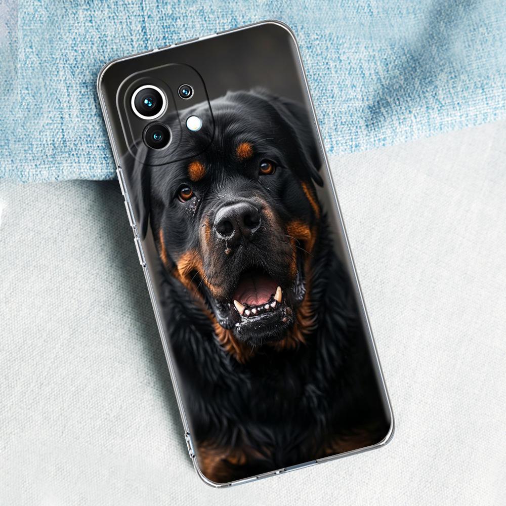 Phone Case For Xiaomi Mi 15 14 13 12 11 Lite 15T 13T 12T Pro Poco X7 X6 X5 Pro 5G X3 NFC F7 F6 F5 Clear Cover Rottweiler Dog
