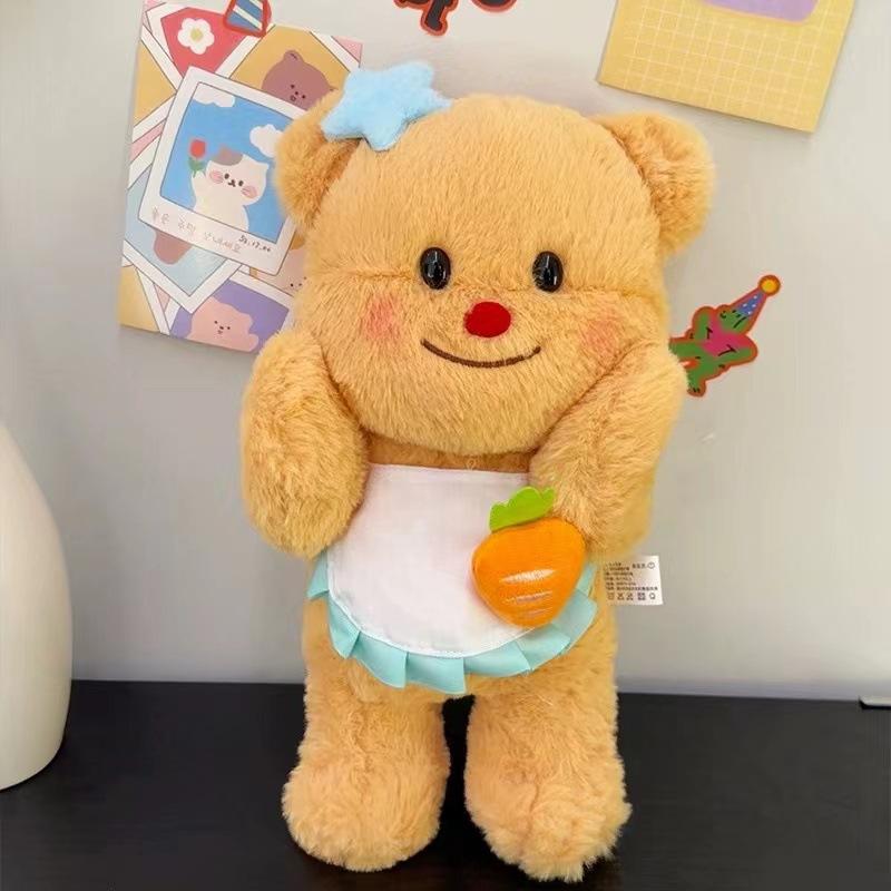 Cute Thai Butter Bear Doll Star Hairpin Apron Bear Rag Doll Plush Toy Doll Children's Gift