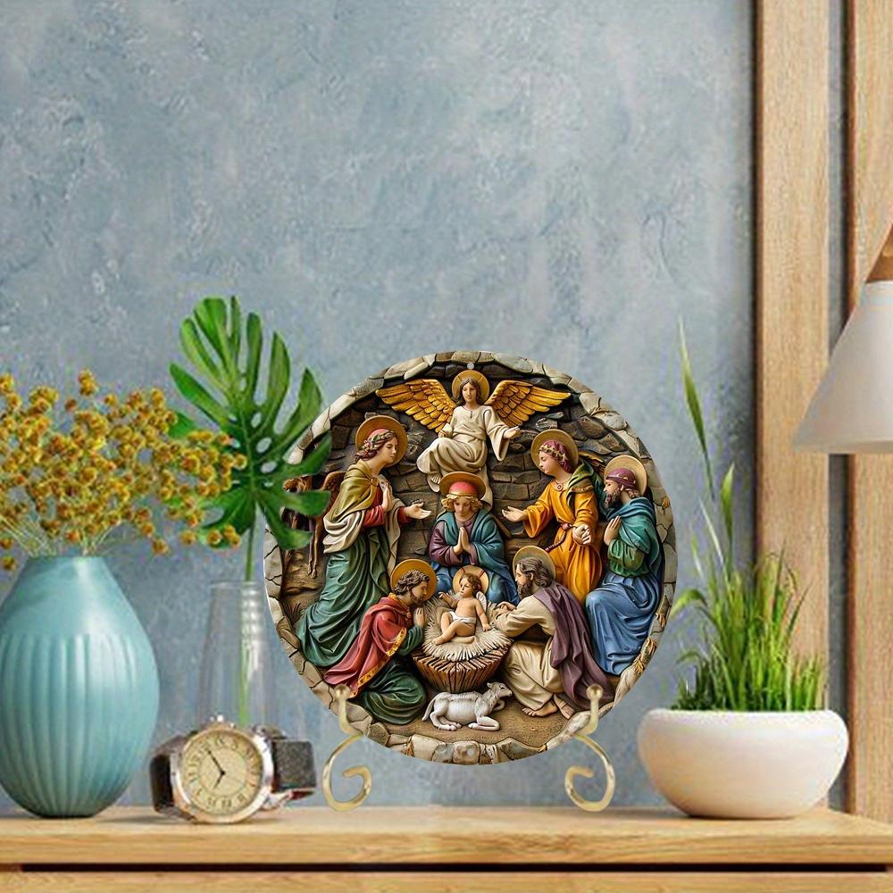 Vintage Wood Nativity Themed Sign, Unique Sculpture Wall Decoration, Gift Idea with Rustic Charm, Decorative Wall Poster, Simple and Stylish Toilet Do