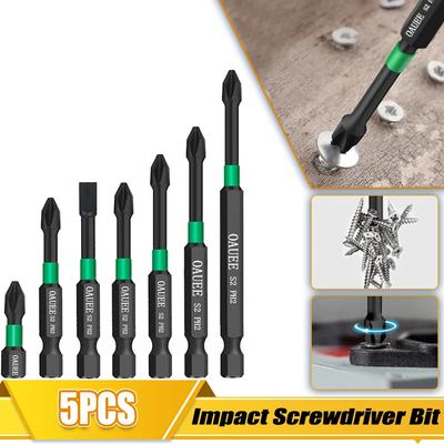 5 Buc. Bit Magnetic Impact Puternic Cruce Duritate Mare 50/65/70mm Multifuncțional Anti Alunecare Rezistent la Apă Set Șurubelnițe