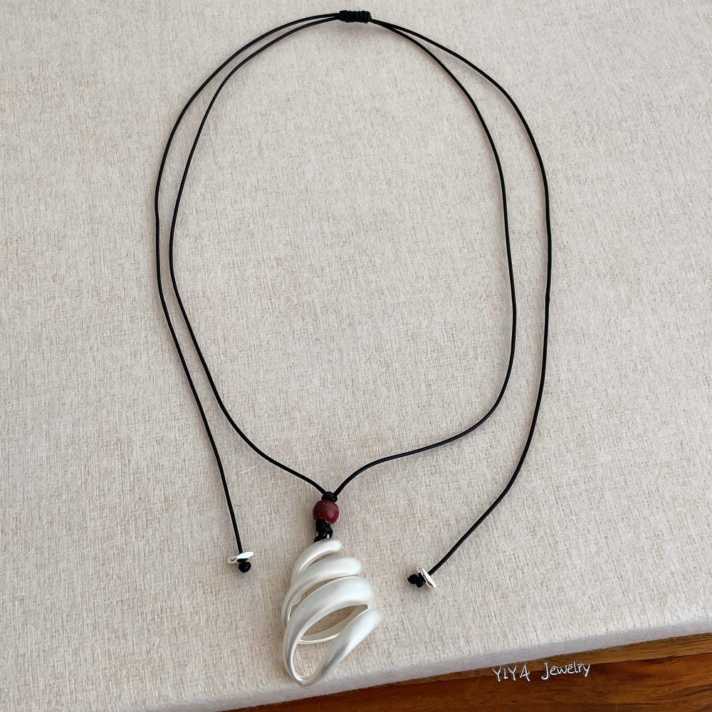 

Silver Plated Adjustable Rope Sweater Chain Hip Hop Rock Metallic Hollow Irregular Helix Beads Pendant Necklaces for Women
